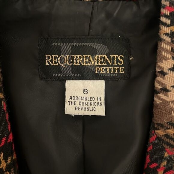 Requirements Plaid Preppy Wool Blend Lux Timeless Classic Equestrian Blazer 8P - Picture 10 of 12